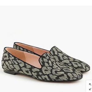 J. Crew Smoking Slipper in Metallic Leopard